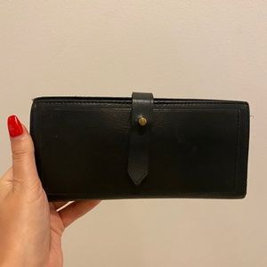 Madewell Leather Post Wallet (Black)